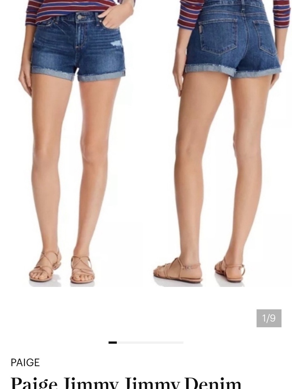 PAIGE Dark Blue Denim Cuffed Jean Shorts